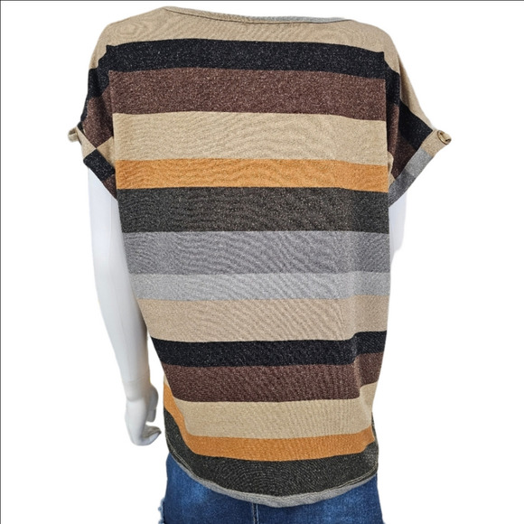 Sweet Violet Striped Short Sleeve Round Neckline Glitter Tunic Size XL - Picture 8 of 11